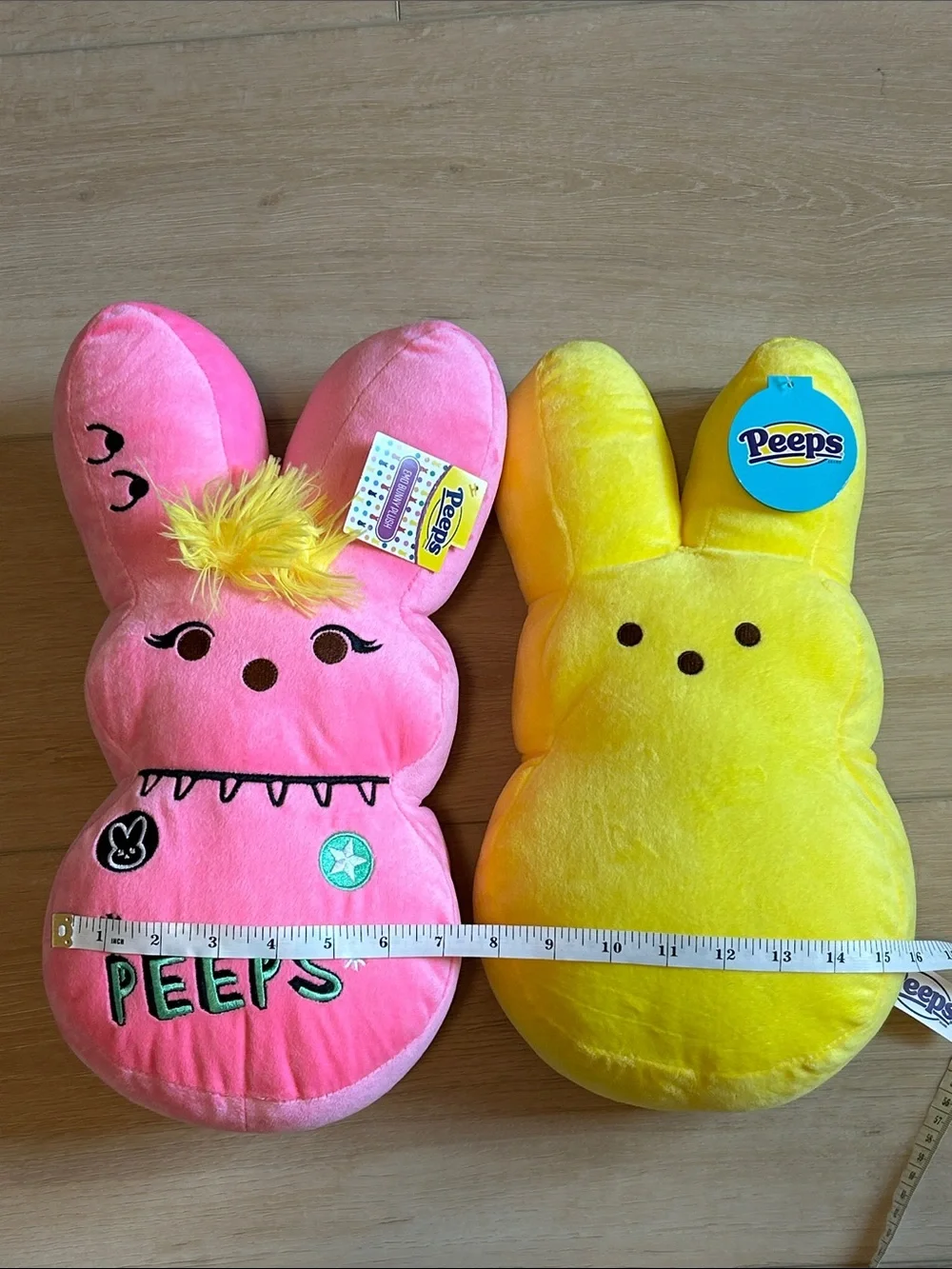2 NWT 14” Peeps Plush Bunny Pair - Pink Emo & Yellow
